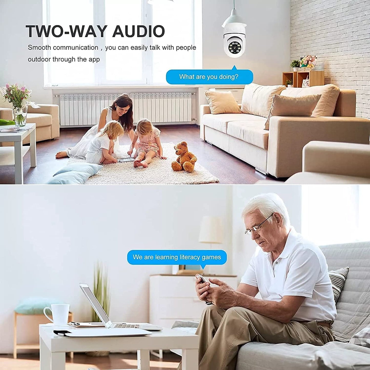 Light Bulb Camera, 2 Pack 5G Wireless WiFi Security Camera 1080p,WiFi Smart 360 Surveillance Camera for Indoor and Outdoor, Light Socket Camera with Real-time Motion Detection,Night Vision