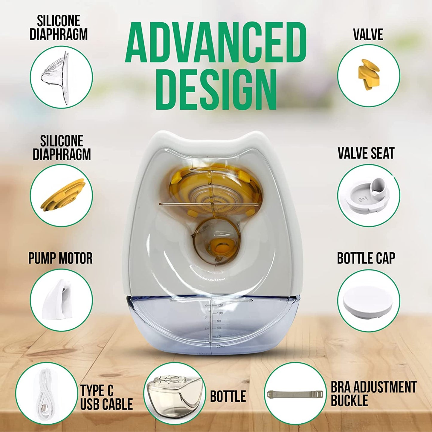 Wearable Breast Pump, Electric Hands Free Portable Breast Pump with 4 Modes, 9 Levels