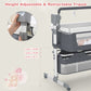 Bassinet 5 in 1, Automatic Bassinet with Adjustable Height Portable Bed Side Sleeper w/Music, Toy Rack, Mattress, Breathable Mesh, for Newborn Infant (Dark Grey)