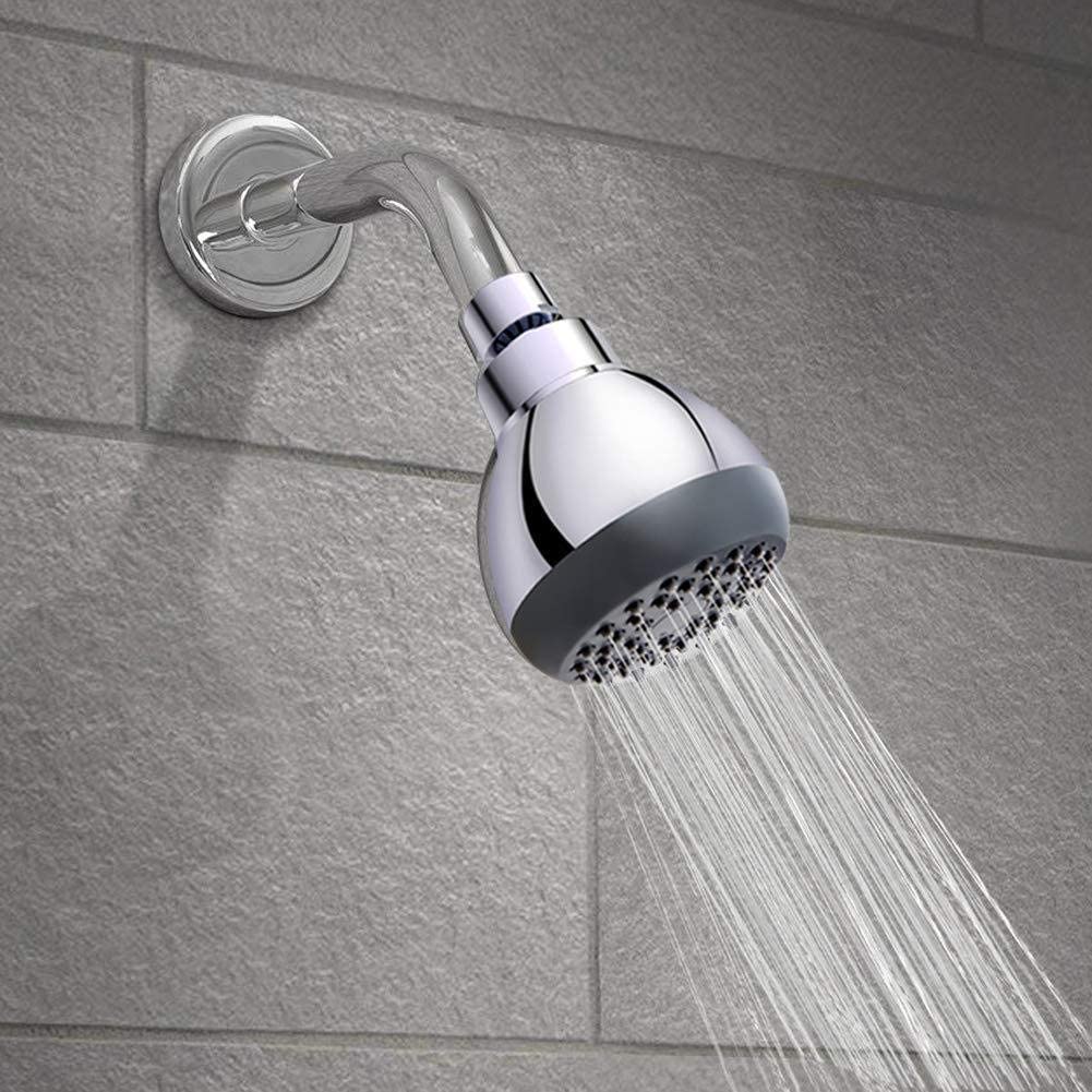 High Pressure Shower Head, 3 Inch Anti-Clog Anti-Leak Fixed Chrome Showerhead, Adjustable Metal Swivel Ball Joint for Bathroom, Hotel, Bathhouse