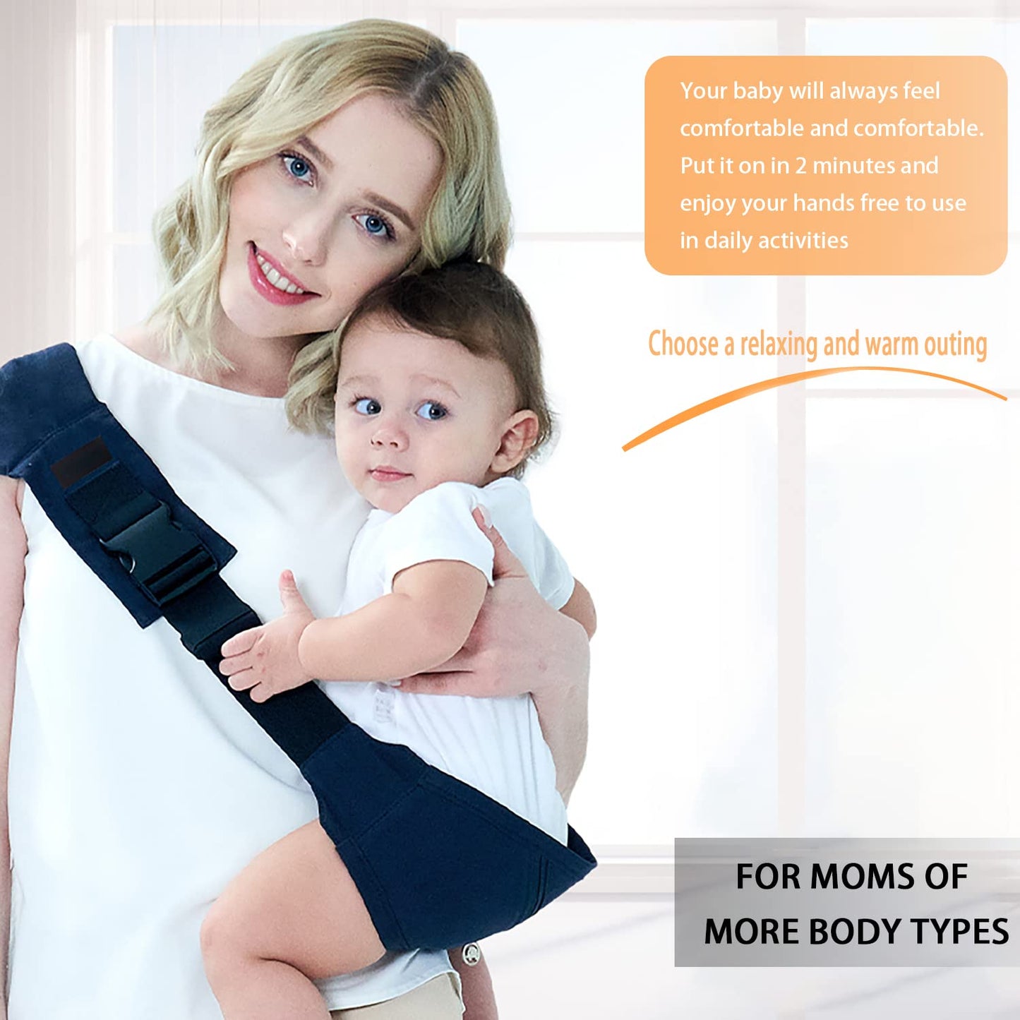Breathable Baby Carrier, Stretchy Infant Sling, Perfect one Shoulder Labor-Saving Polyester Strap for Newborn Babies and Children up to 35 lbs, 4-36 Month
