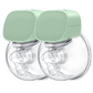 Yadala 2 Pack Electric Wearable Breast Pump - Portable Massage Hands Free Invisible Breastfeeding Breast Pump, Splash Resistant Ultra Quiet Painless Breast Pump, 24mm - Green