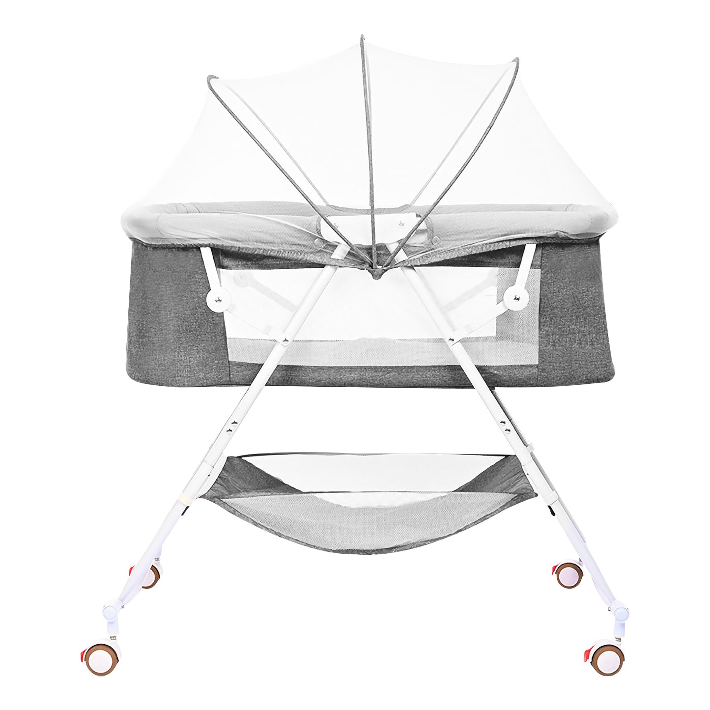 Bassinet for Babies, Zechiy 4 in 1 Portable Rocking Bassinet with Breathable Net and Harmless Mattress, Quick-Fold Crib for Newborn Girl Boy Infant, Grey