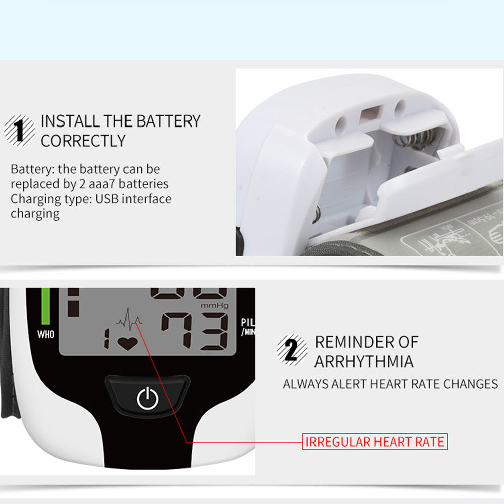 Wrist Blood Pressure Monitor, Wireless Blood Pressure Cuffs Machine, BP Heart Rate Monitor with LCD Backlit Display for Home