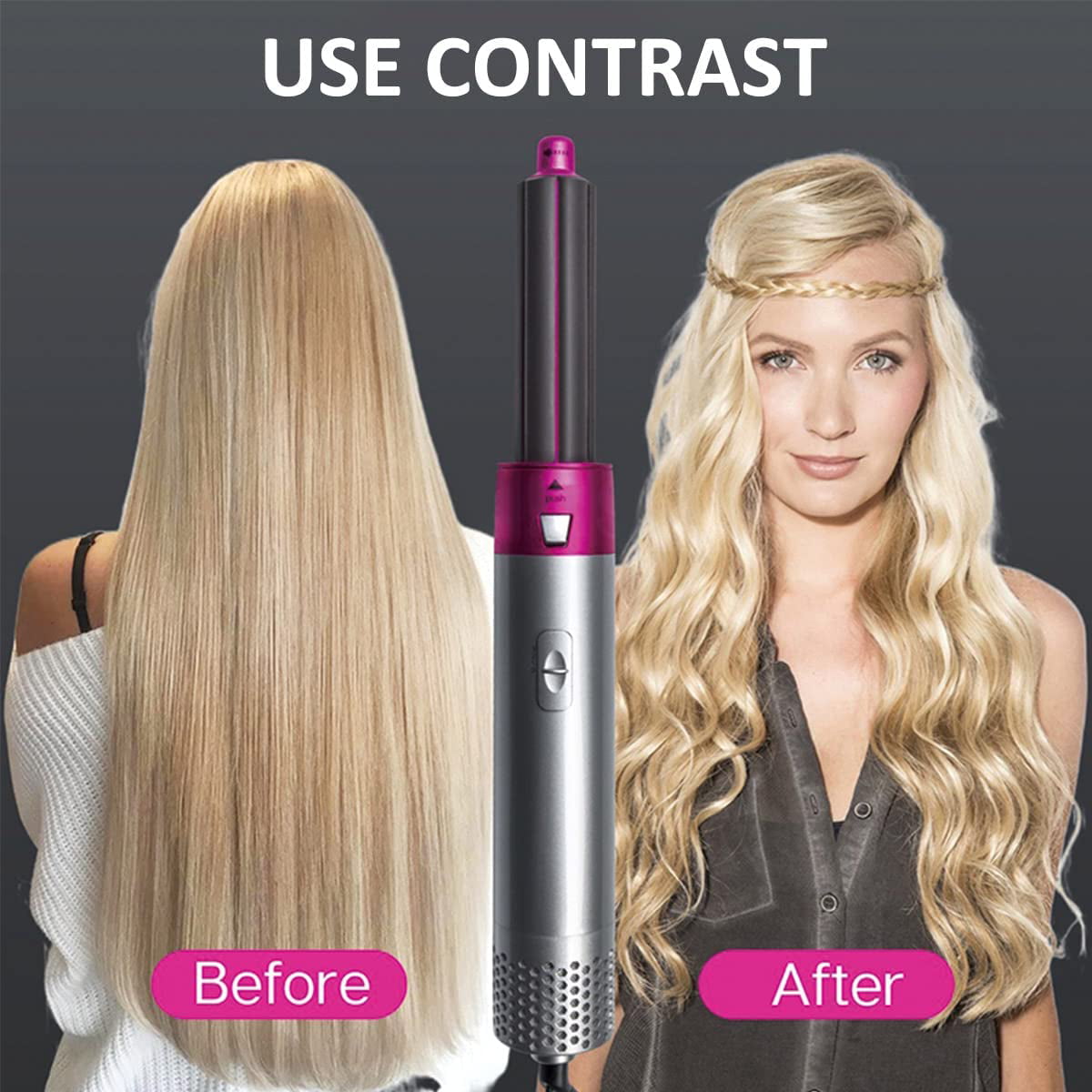 5 in 1 Hair Blower Brush with Hair Volumizer, Hot Air Brush, Scalp Massager, Curler and Straightener
