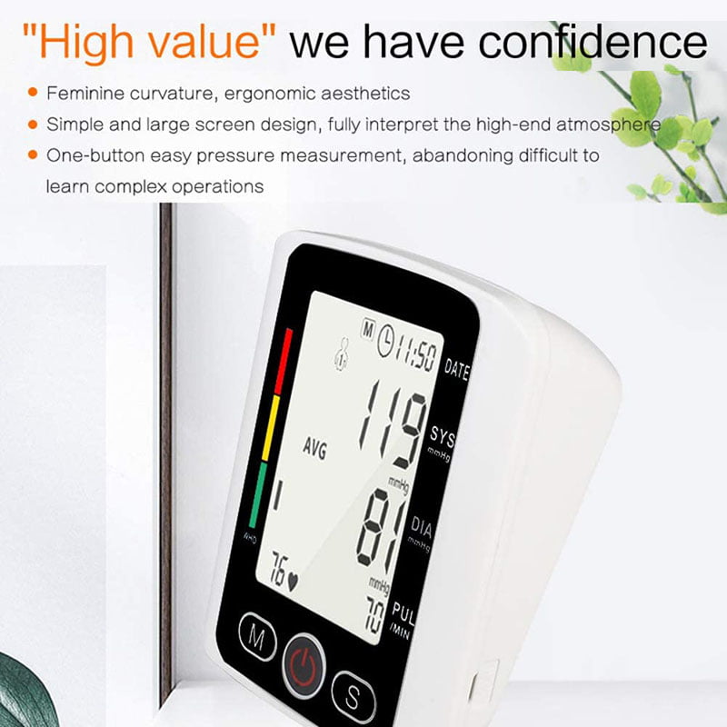 Blood Pressure Monitor BP Cuff Machine, Automatic High Blood Pressure Machine Kit, Pulse Rate Monitor for Home Use