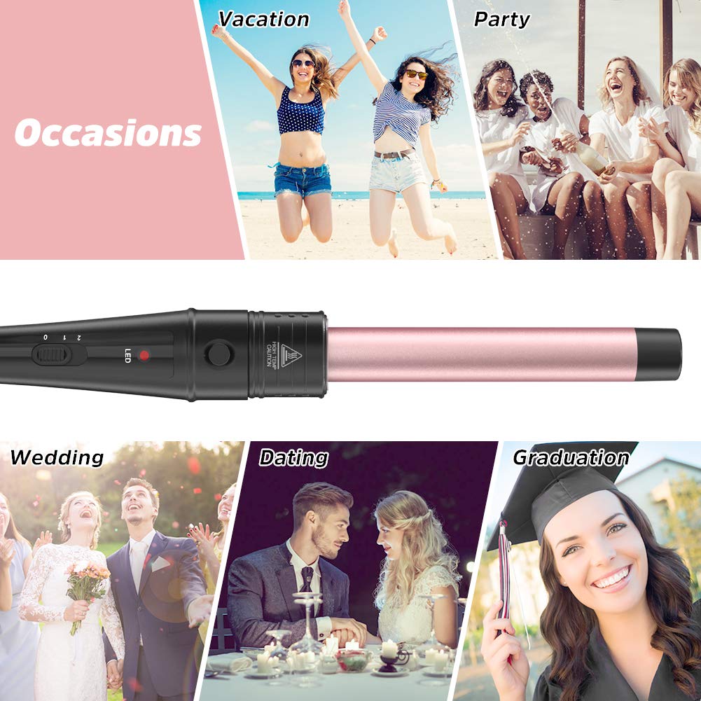 6 in 1 Curling Iron Wand Set - Byfumay Ceramic  Hair Curling Iron with 6 Interchangeable Ceramic Barrels(0.35’’ -1.25’’) and 2 Temperature Instant Heat Up Hair Curler for All Hair Types