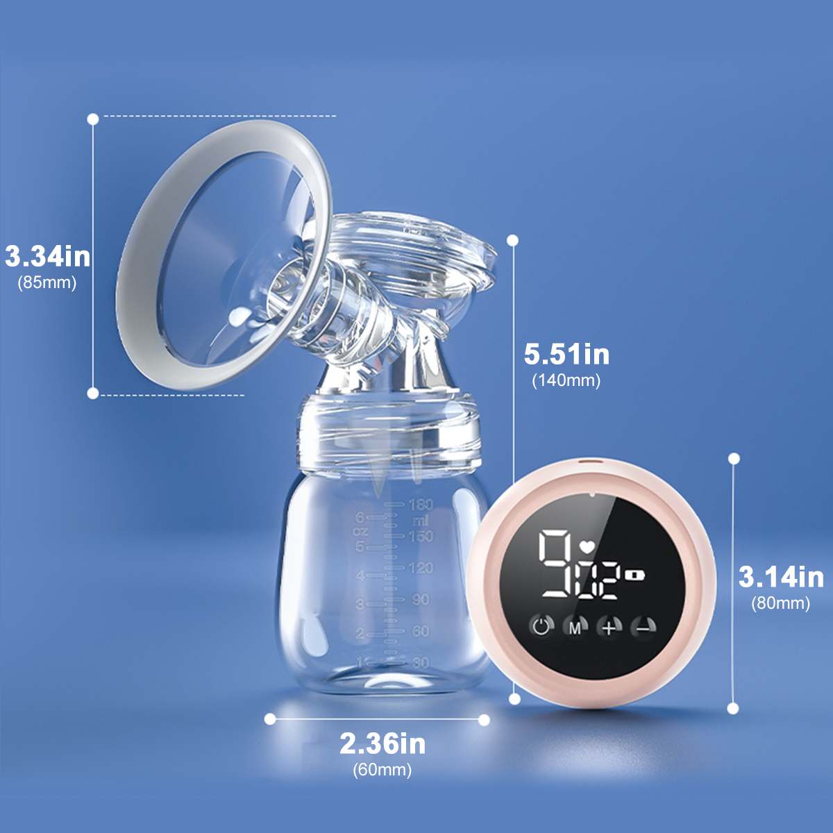 Yadala   Hospital Grade Electric Breast Pump 9 Levels 2 Different Modes, Pink