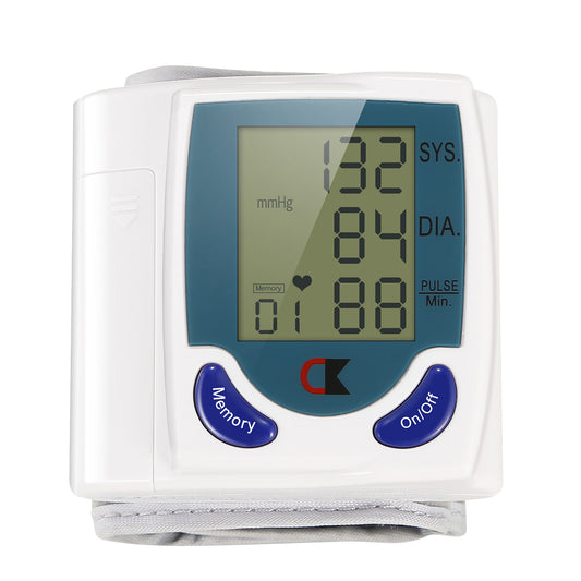 Blood Pressure Monitor, Digital Wrist Blood Pressure Monitor, BP Heart Rate Monitor with LCD Backlit Display, for Home Travel Use