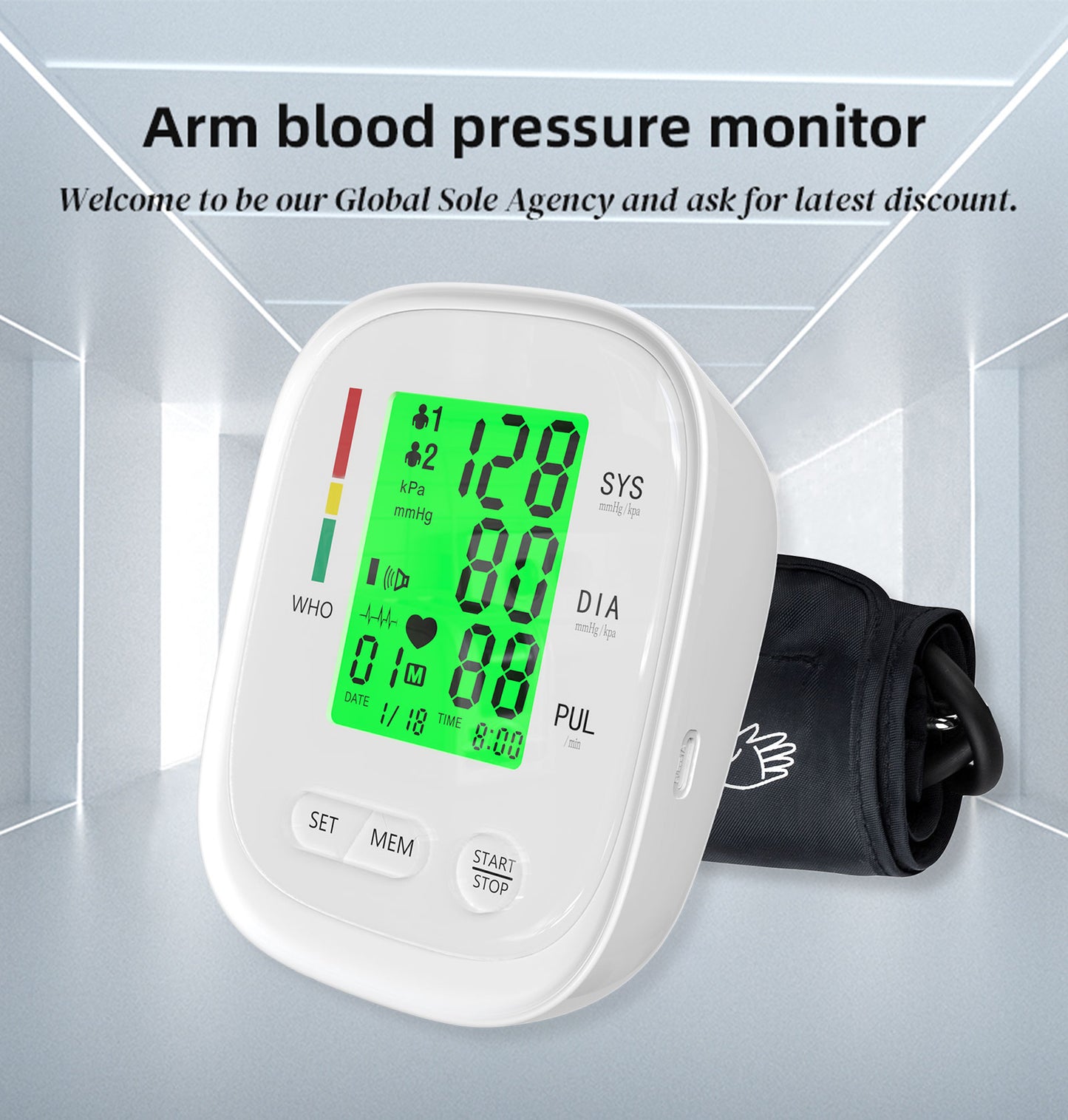 Blood Pressure Monitor Upper Arm, Automatic BP Blood Pressure Machine, Rechargable Heartbeat Rate Pulse Monitor, 2x90 Memory