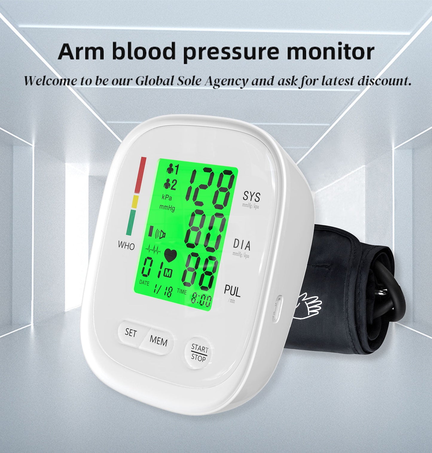Blood Pressure Machine Upper Arm, Automatic BP Blood Pressure Monitor, Rechargable Heartbeat Rate Pulse Machine, 2x90 Memory