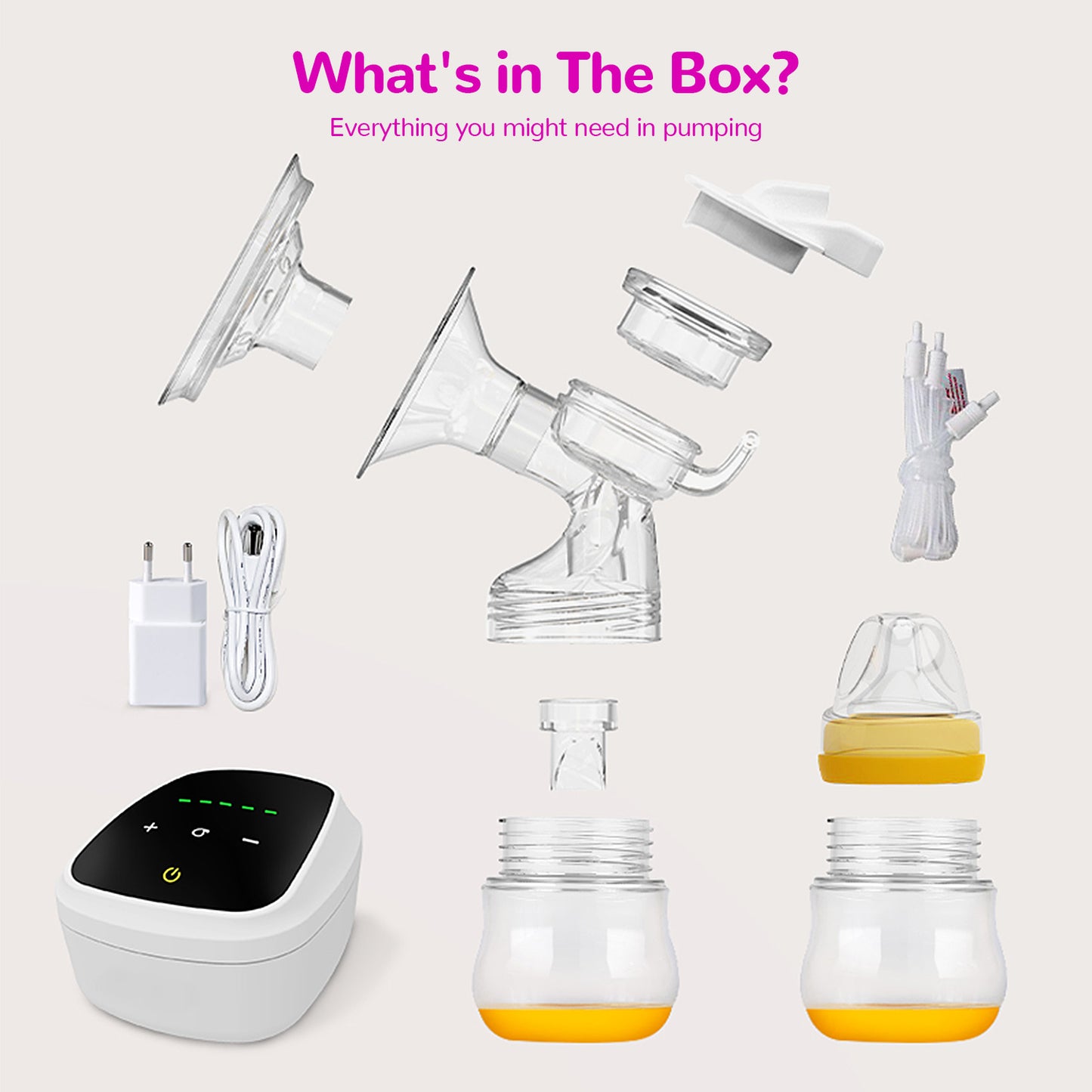 Double Electric Breast Pump, 2 Modes and 5 Levels , Pain Free Strong Suction Power Breast Pump with 10x Breastmilk Storage Bag