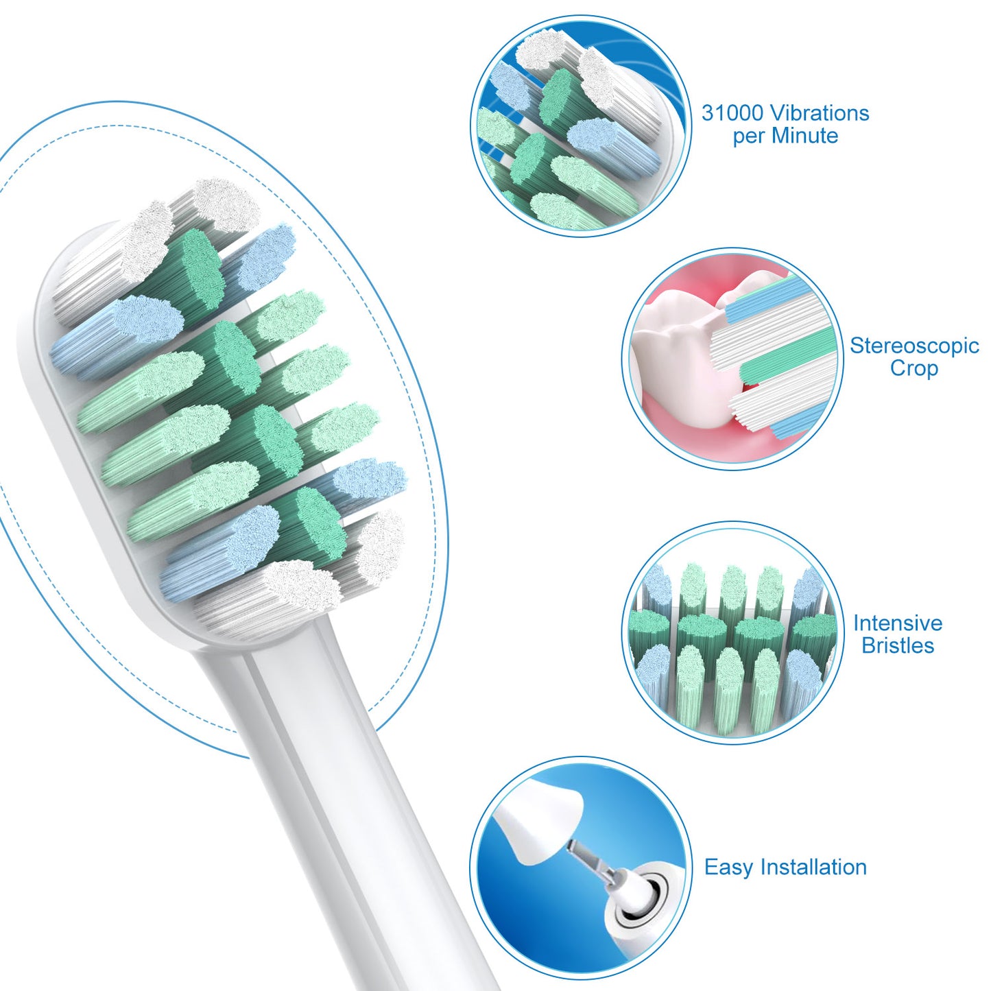 8 Pack Replacement Toothbrush Heads for Phillips Sonicare Toothbrush