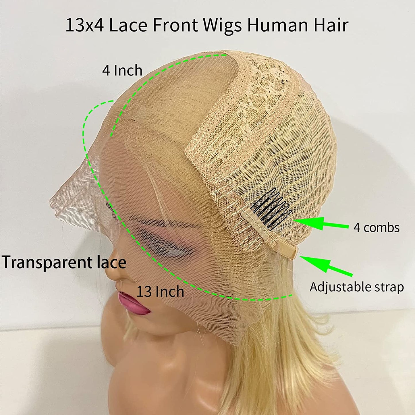 Blonde Bob Wig , Wigs Pre Plucked Bleached Knots Free Part  Short Blonde Bob Wigs for Black Women