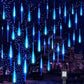 Meteor Shower Icicle Christmas Lights Outdoor, 17.72 Inches 8 Tubes 288 Led Dropping Lights Connectable, Hanging Falling Rain Lights for Tree Bushes Holiday Christmas Tree Lights, Blue
