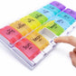 YADALA 7 Day Pill Organizer AM PM 2 Times a Day, Large Capacity Weekly Pill Box Twice Daily, Rainbow Morning and Evening Pill Case 14 Dividers BPA-Free Medicine Organizer with Easy Push Button