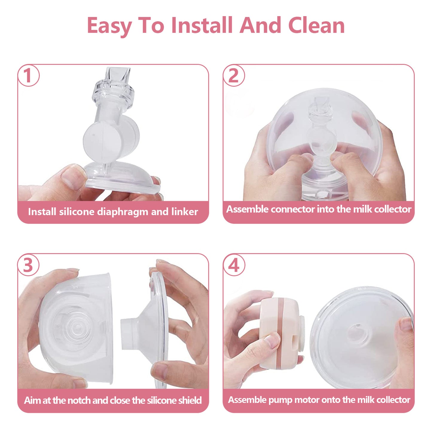 Electric Breast Pump, Yadala Wearable Breast Pump, Hands-Free Breast Pumps with 3 Modes, 9 Levels, Pink