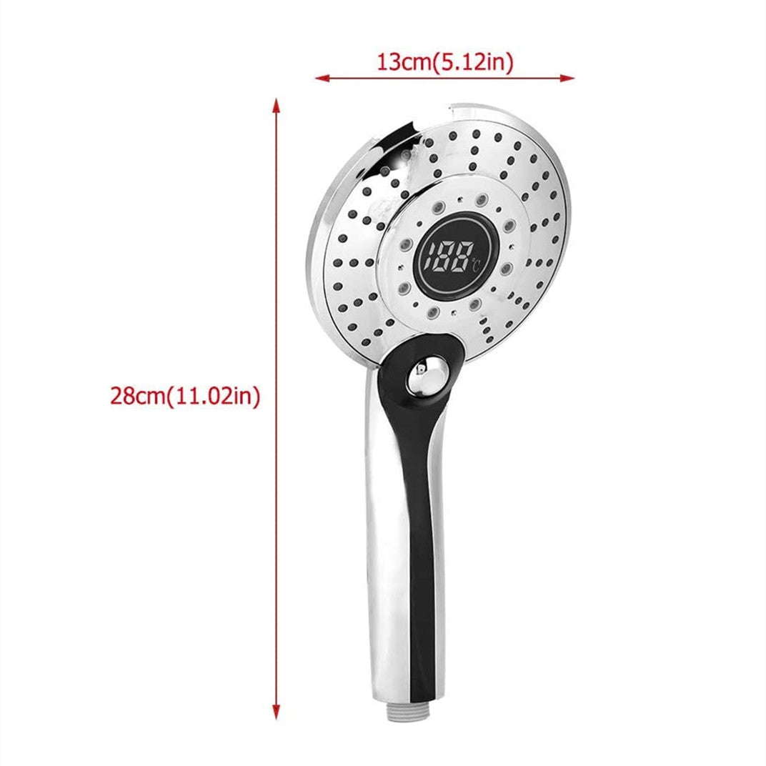 Shower Head, Digital Display Handheld Shower Head Portable Hand Held Shower Tool Head with 3 Colors Temperature Control