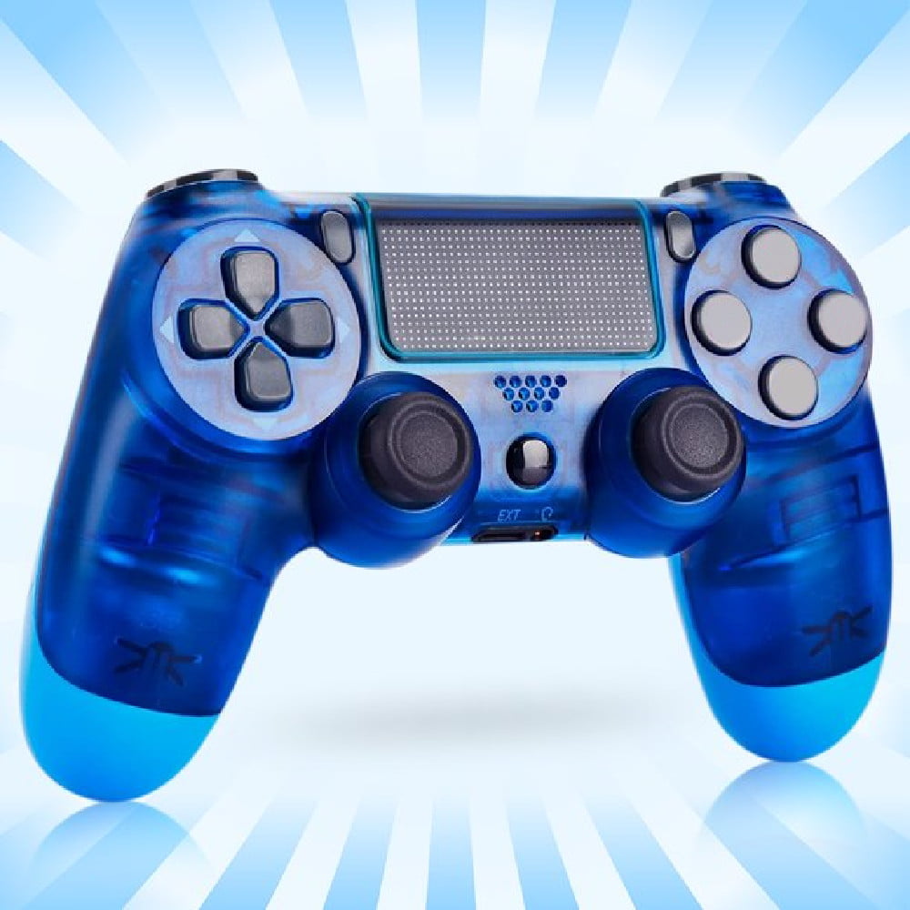 Wireless Controller Compatible with PS4,Vibration Game Joystick Compatible with PS4 - Transparent blue