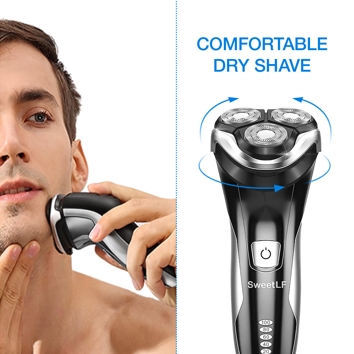 SweetLF Electric Razor for Men, IPX7 Waterproof Wet and Dry Electric Shaver with Pop-up beard trimmer for men, Black