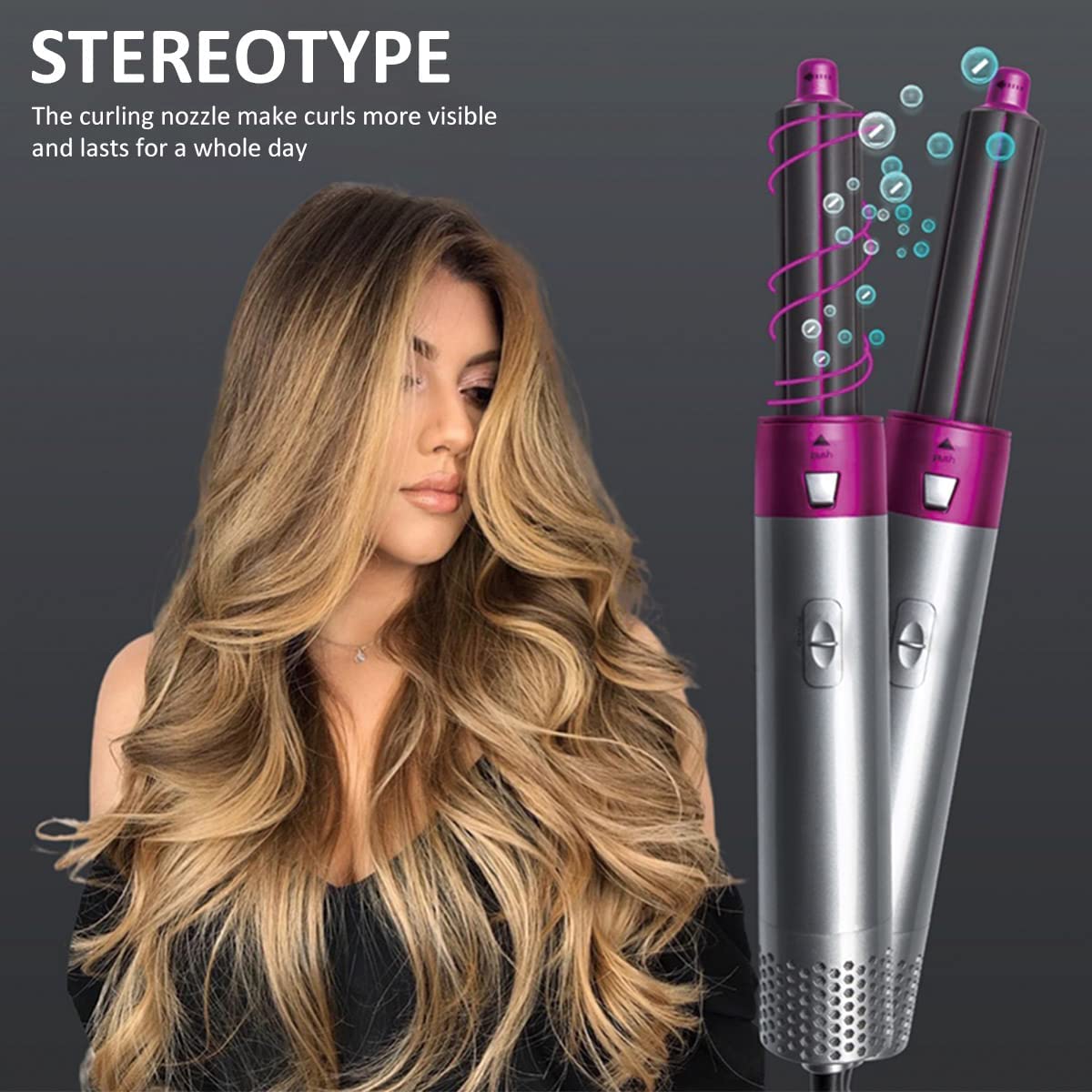 5 in 1 Hair Blower Brush with Hair Volumizer, Hot Air Brush, Scalp Massager, Curler and Straightener