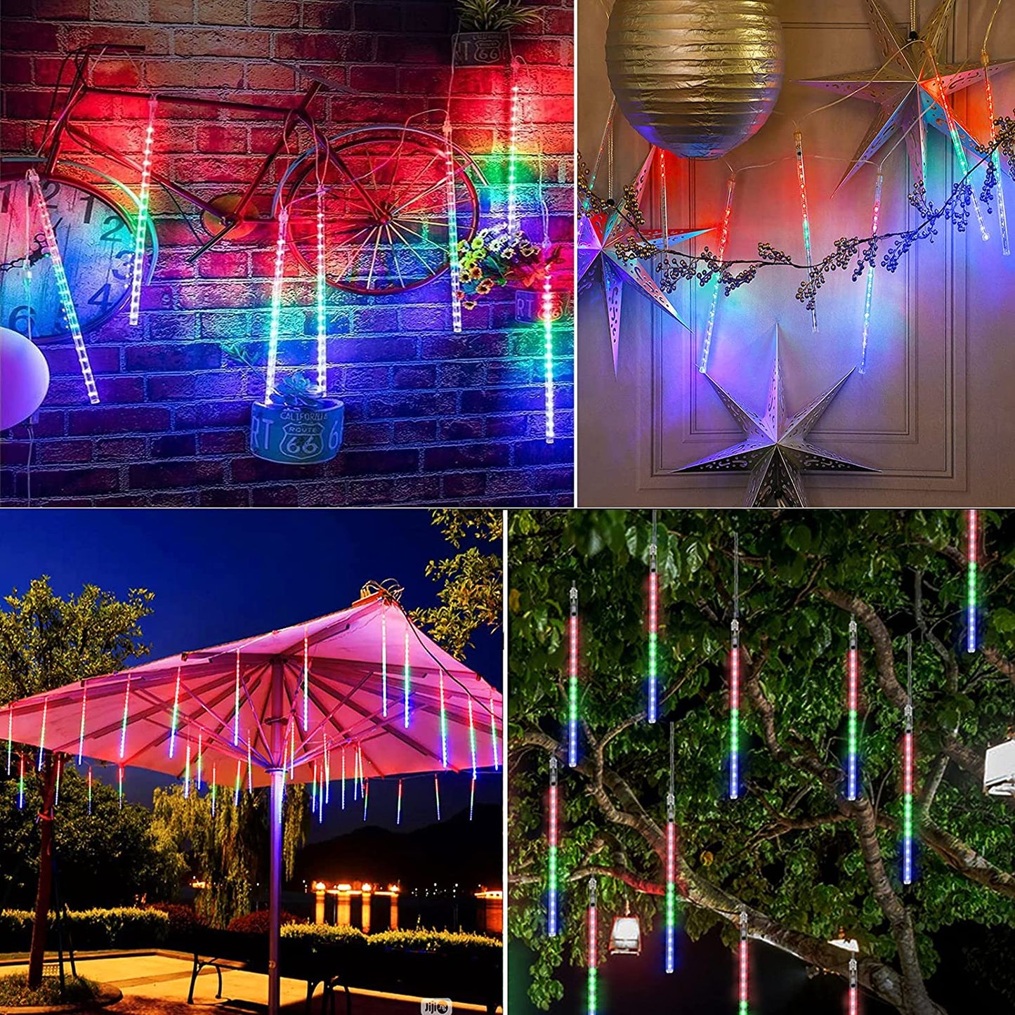 Christmas Meteor Shower Lights, 12 inch 10 Tubes 240 LED Cool White Falling Rain Christmas Tree Light, Outdoor Cascading Icicle Plugin Christmas Light with Timer for Xmas Tree Holiday Decor