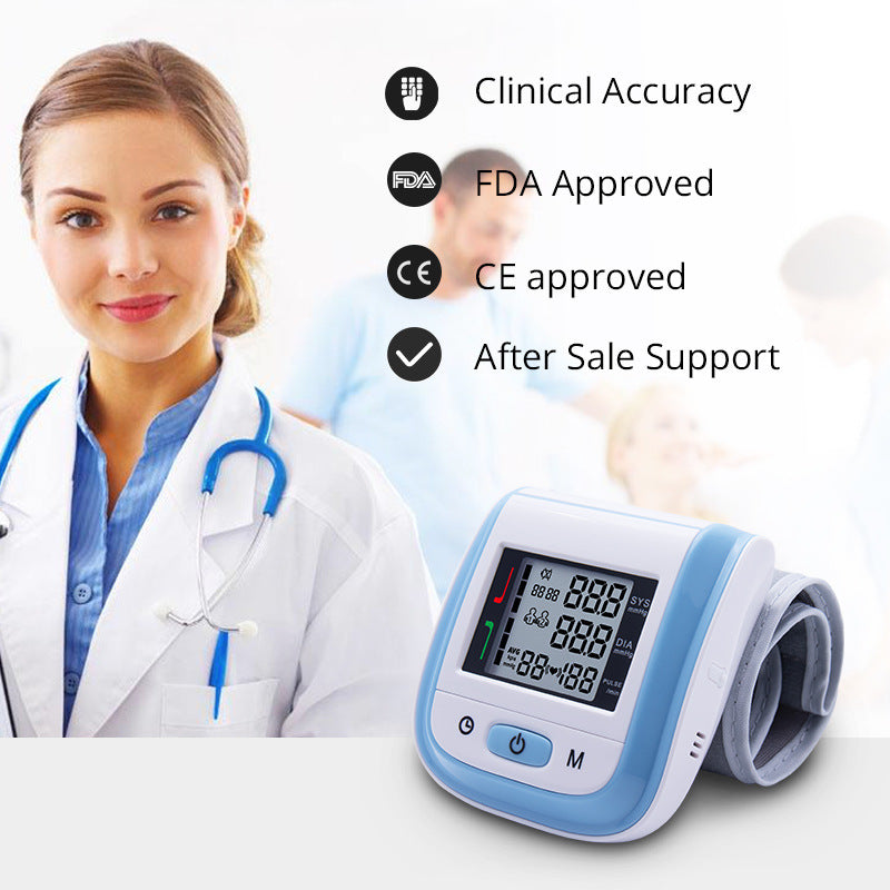Blood Pressure Monitor, BDUN Automatic Blood Pressure Machine Wrist Cuff with Heart Rate, LCD Display, Memory and Carrying Case