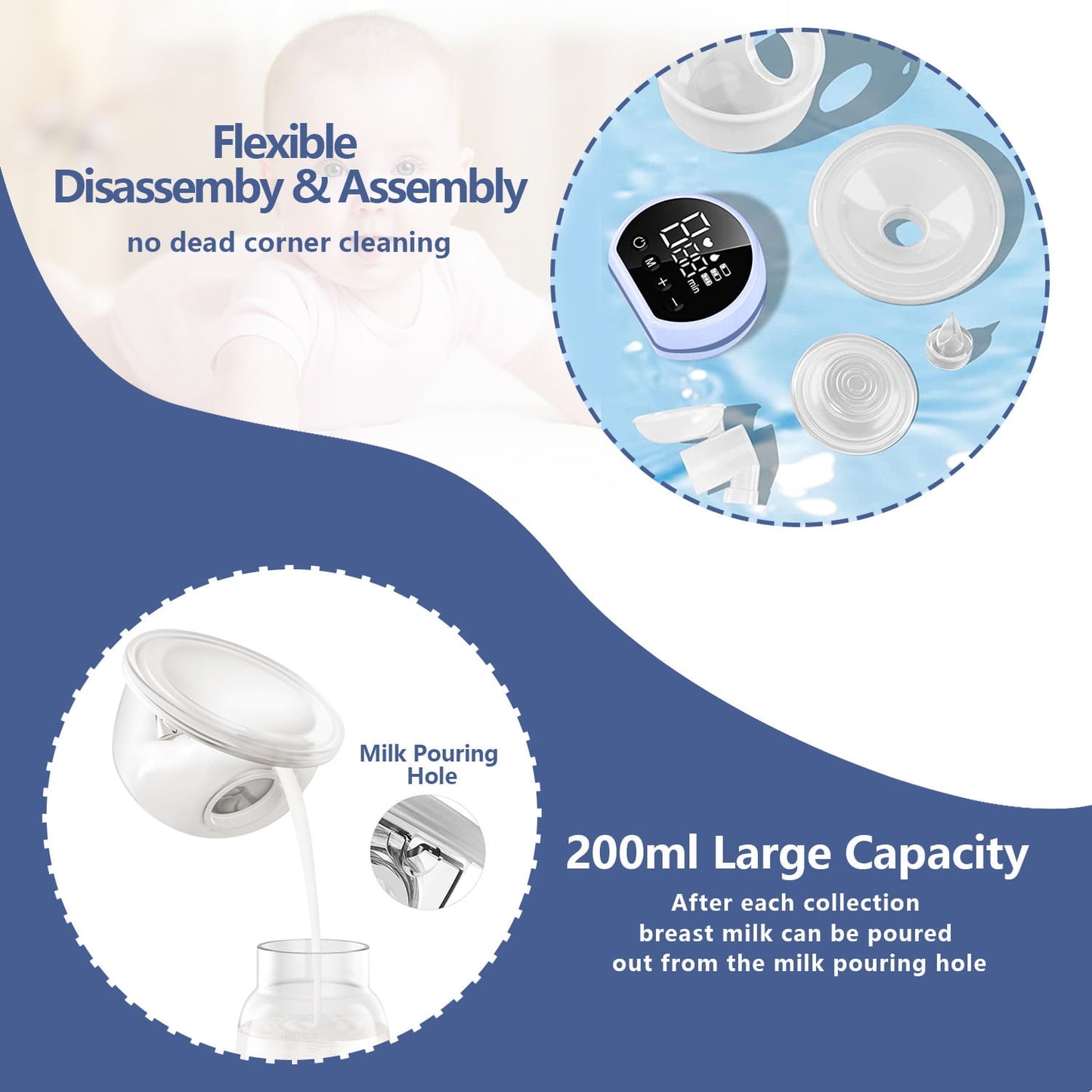 Electric Breast Pump, Yadala Wearable Breast Pump, Hands-Free Breast Pumps with 3 Modes, 9 Levels, Pink