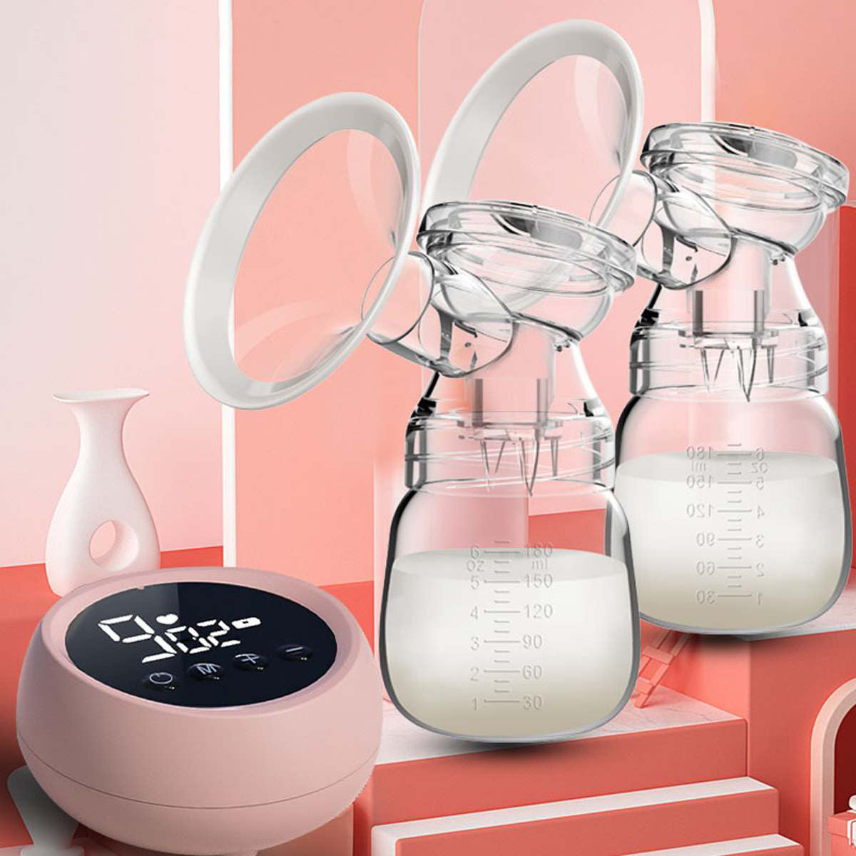 Yadala   Hospital Grade Electric Breast Pump 9 Levels 2 Different Modes, Pink