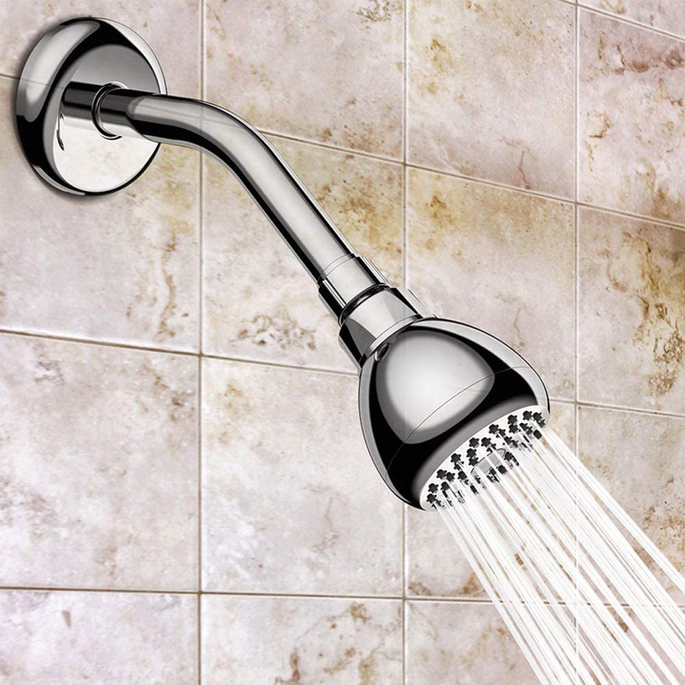 High Pressure Shower Head, 3 Inch Anti-Clog Anti-Leak Fixed Chrome Showerhead, Adjustable Metal Swivel Ball Joint for Bathroom, Hotel, Bathhouse