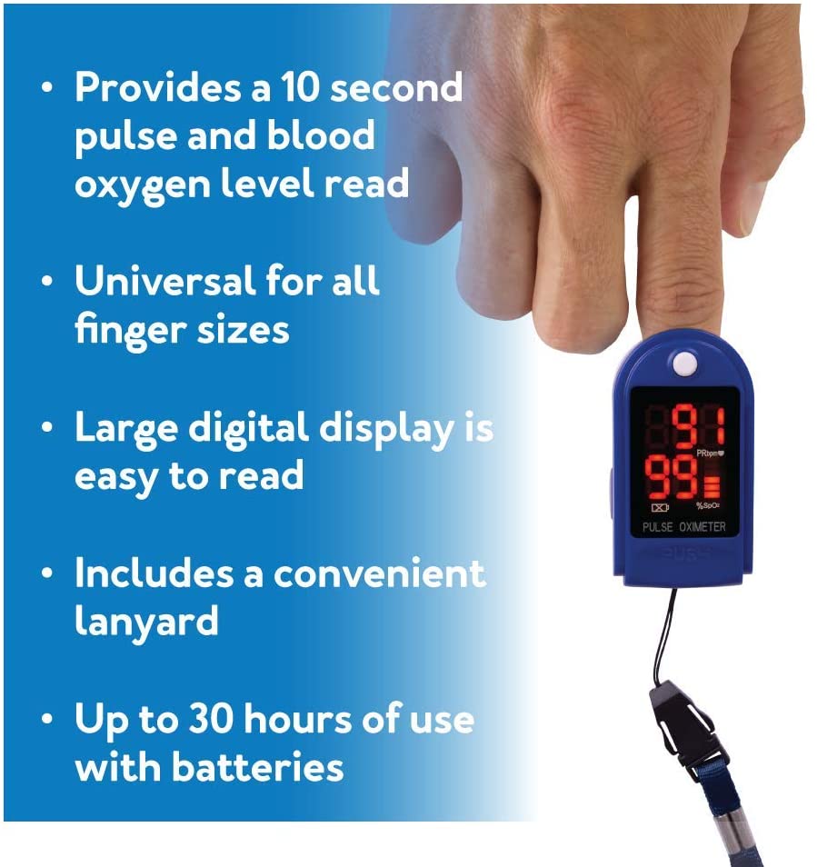 Yadala CMS-50DL Pulse Oximeter Blood Oxygen SpO2 Sports and Aviation Monitor with Lanyard