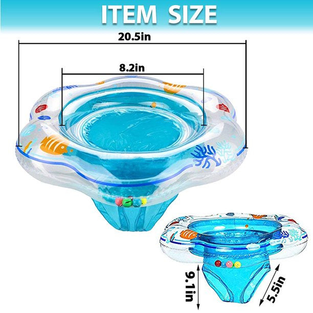 Cshid Inflatable Ride-On Pool Float Baby Swimming Pool Ring for Infant Toddler Kids Summer Inflatable Safety PVC Seat-Green-Blue