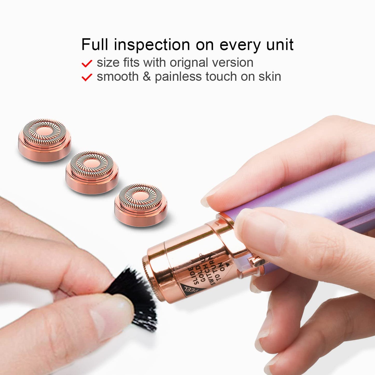 Replacement Heads Compatible with Flawless Facial Hair Remover Gen 2,Double Halo Replacement Blades Compatible with Flawless Good Finishing and Soft Touch, 18K Rose Gold 6 Count