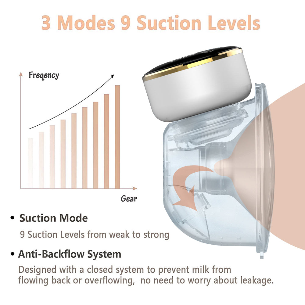 Yalada Hands-Free Breast Pump Wearable Electric Breastpumps 3 Modes 9 Levels Adjustment Wireless Portable Breastfeeding Pump,24mm 2PCS