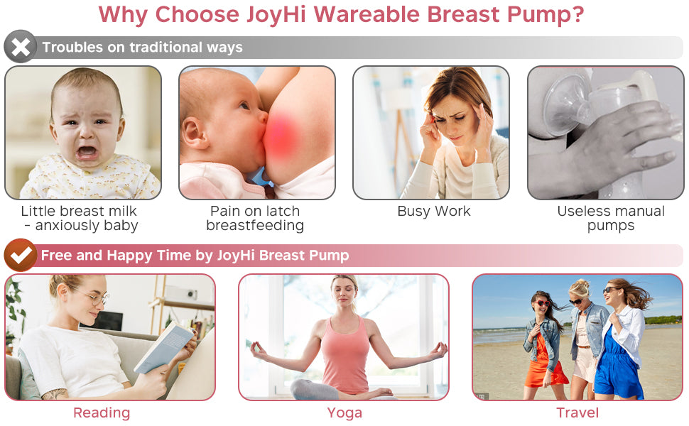 Wearable Breast Pump Hands Free - Portable Wireless Breast Pump Electric with 3 Mode & 9 Levels, Silicone Breastfeeding Breastpump Can Be Worn in-Bra, Low Noise & Painless with Massage 24mm