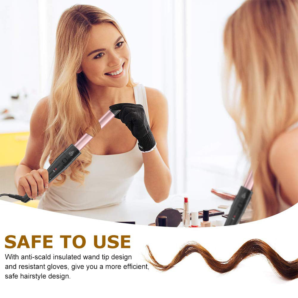 6 in 1 Curling Iron Wand Set - Byfumay Ceramic  Hair Curling Iron with 6 Interchangeable Ceramic Barrels(0.35’’ -1.25’’) and 2 Temperature Instant Heat Up Hair Curler for All Hair Types