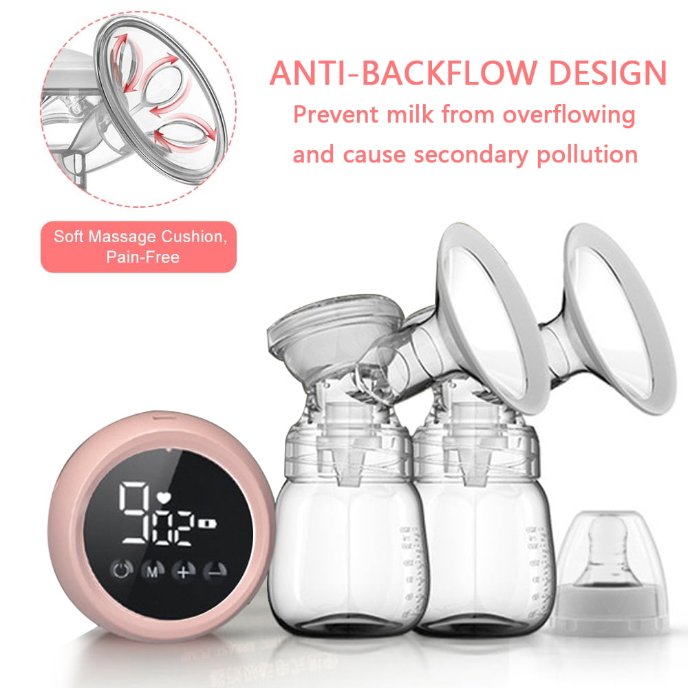 Double Electric Breast Pump, Portable Breast Pump, Rechargeable Breastfeeding Pump with LED Display 9 Speeds and 2 Modes