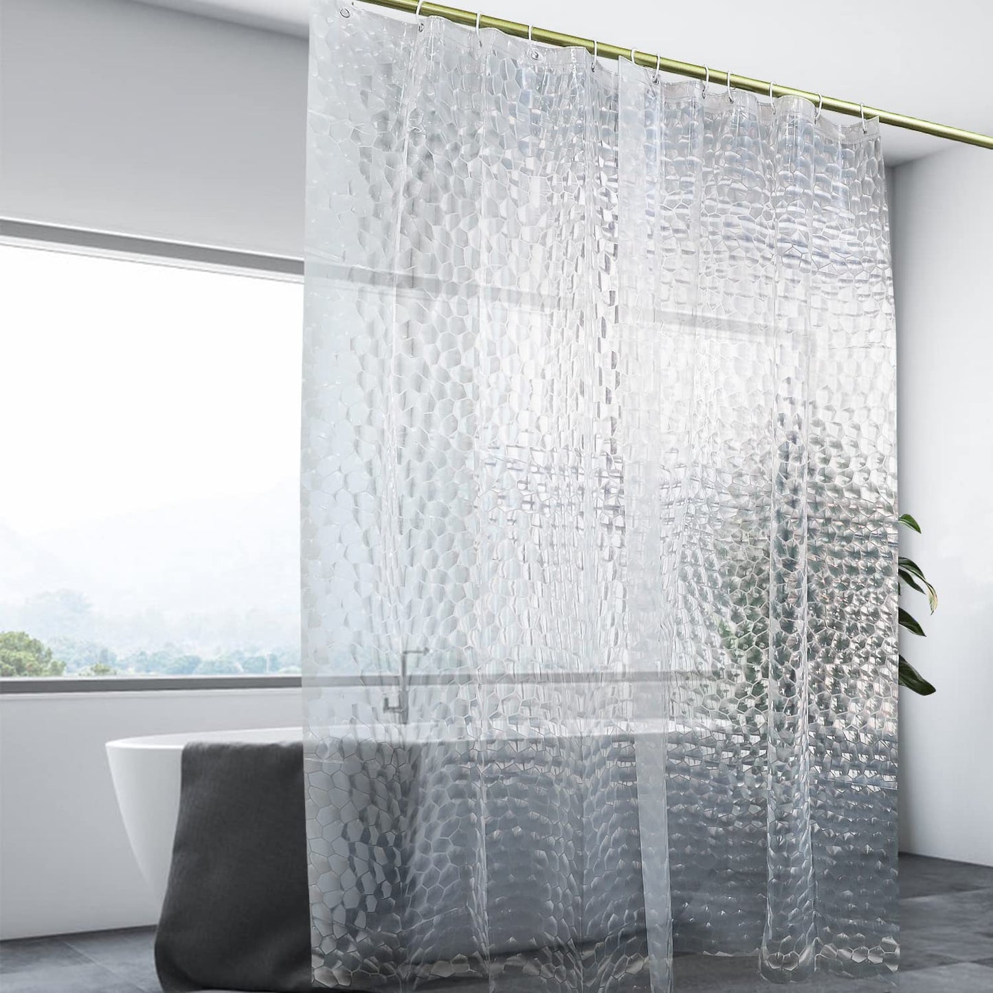 Waterproof Shower Curtain Liner, EVA Shower Curtain , Shower Liner for Shower Stall, Bathtubs, 72 x 72, 3D Pattern Watercube
