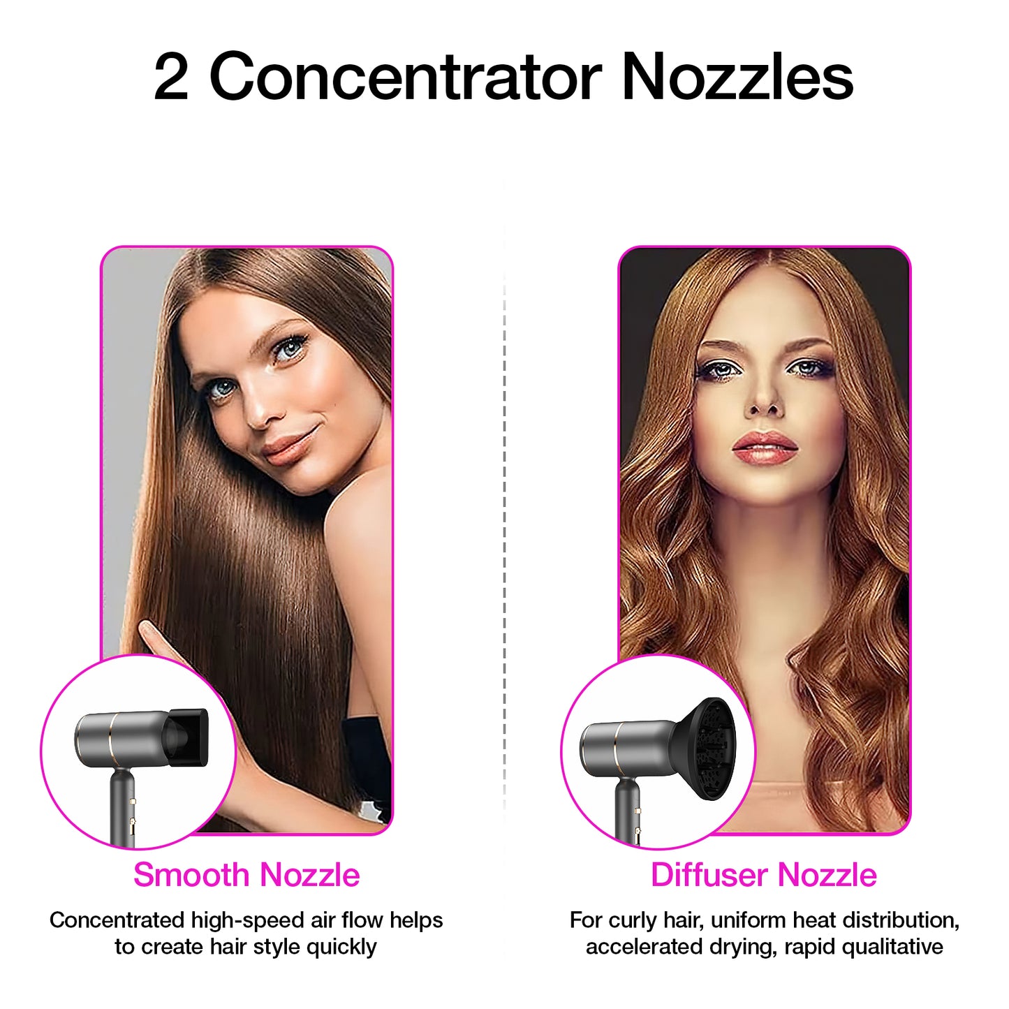 Hair Dryer, 1800W Professional Blow Dryer, Ionic Hair Dryer with Diffuser, Foldable Handle Hair Dryer, Constant Temperature Hair Care