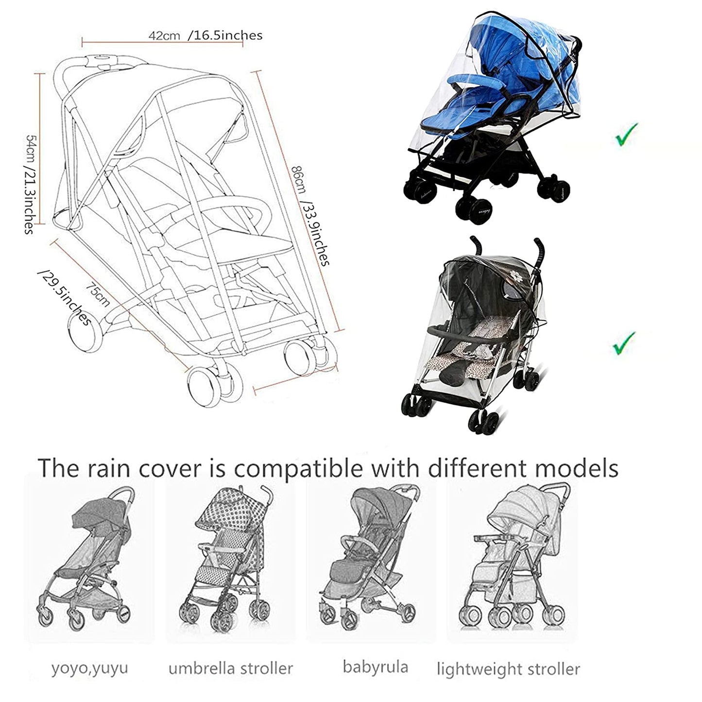 Lukka Stroller Rain Cover Universal Stroller Cover Umbrella Stroller Waterproof Snow Wind Weather Shield ,Food Grade EVA No Odor
