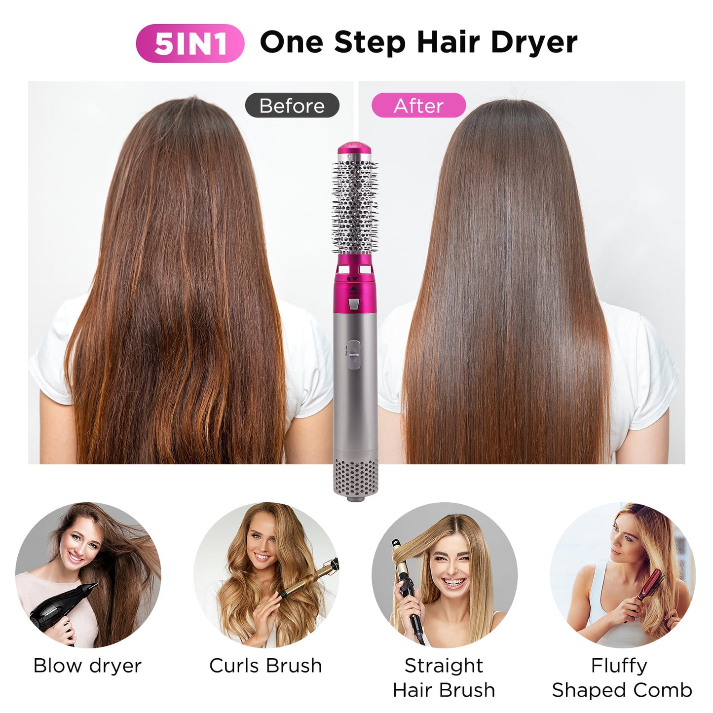 elecsop Hair Dryer Brush 5 in 1 Professional Hair Blower Brush for All Hairstyle
