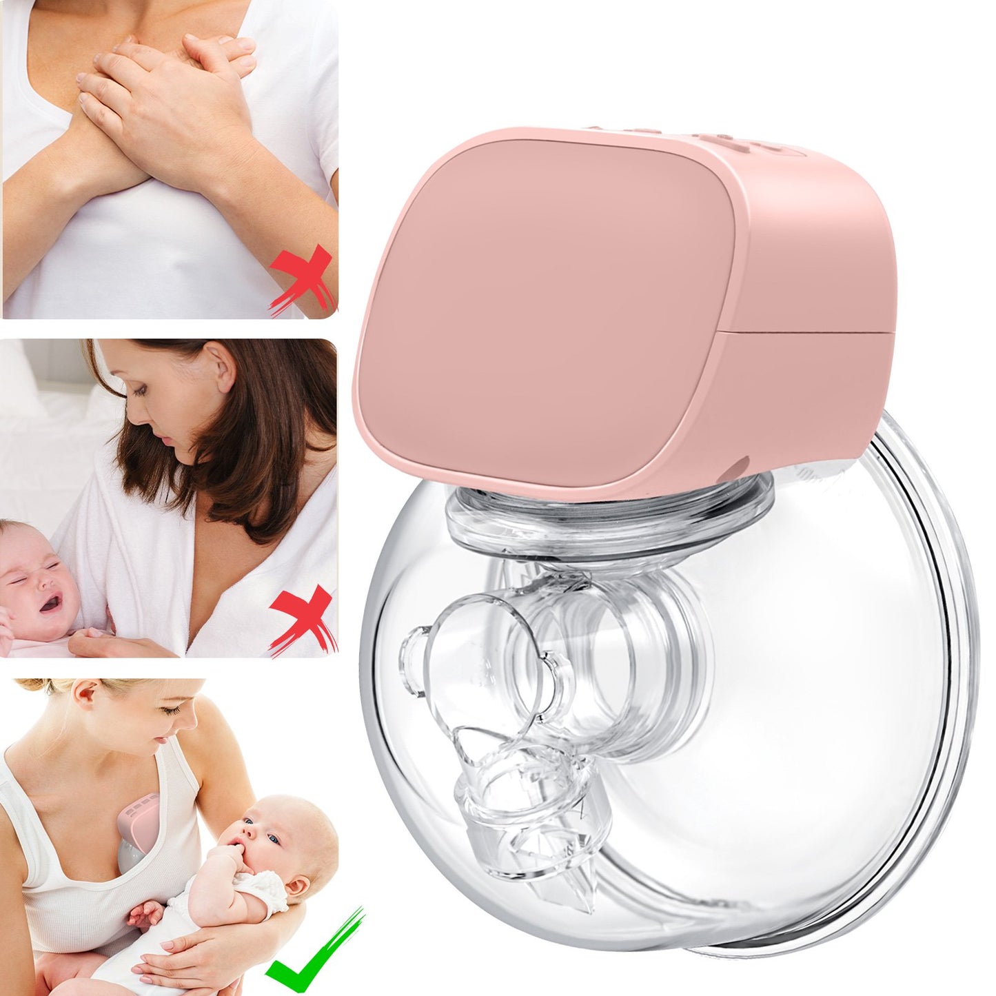 Yadala - S9 Portable Wearable Electric Breast Pump for Baby Feeding, 24mm ,Green