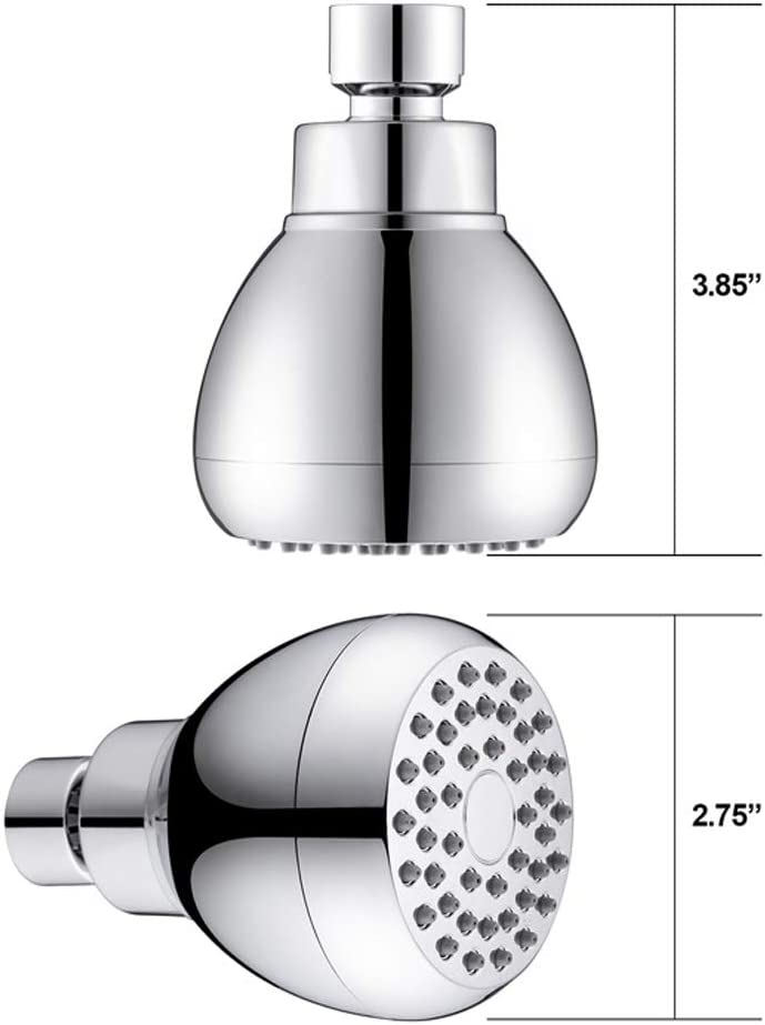 High Pressure Shower Head, 3 Inch Anti-Clog Anti-Leak Fixed Chrome Showerhead, Adjustable Metal Swivel Ball Joint for Bathroom, Hotel, Bathhouse