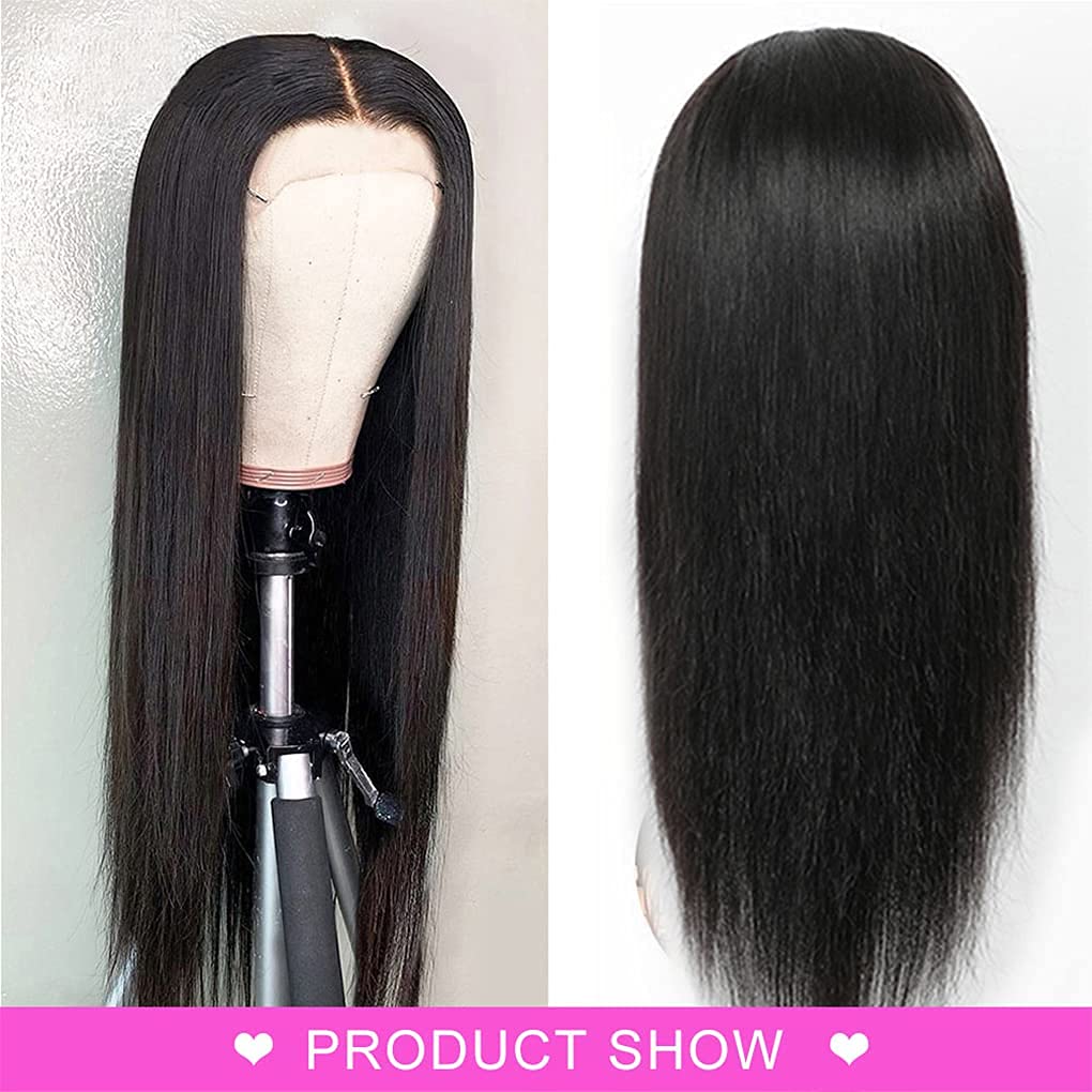 Jungle wave Straight Lace Front Wigs Human Hair for Black Women, 180% Density Brazilian Straight Virgin Human Hair Wig with Baby Hair Pre Plucked Natural Color (22 Inch, 180% Density Straight Wigs)