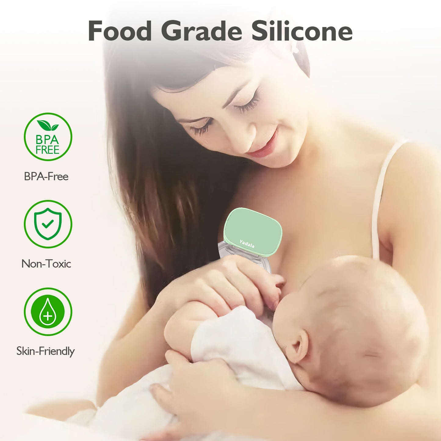 Electric Breast Pump Yadala Wearable Hands-Free Portable Spill-Proof Ultra-Quiet Pain Free  Breastfeeding Breast Pump with 2 Mode & 5 Levels, 24mm- Green