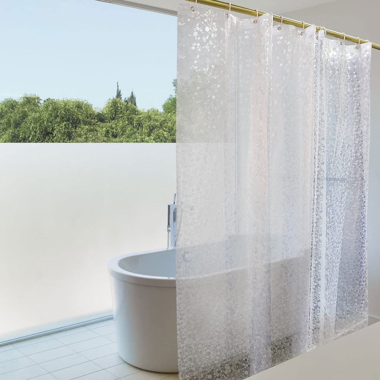 Waterproof Shower Curtain Liner, EVA Shower Curtain , Shower Liner for Shower Stall, Bathtubs, 72 x 72, 3D Pattern Watercube