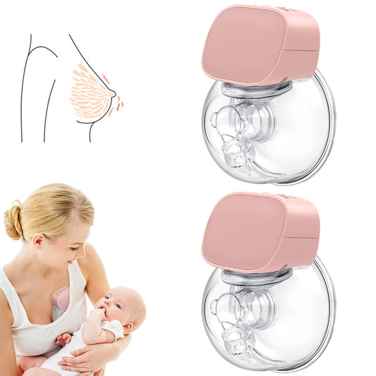 Yadala 2Pcs-Wearable Breast Pump Double Electric Breast Pump 24 mm Hands-Free Breast Pump 2 Mode & 5 Levels Portable Breast Pump Electric Worn in-Bra Wireless Breast Pump Breastfeeding ,Pink