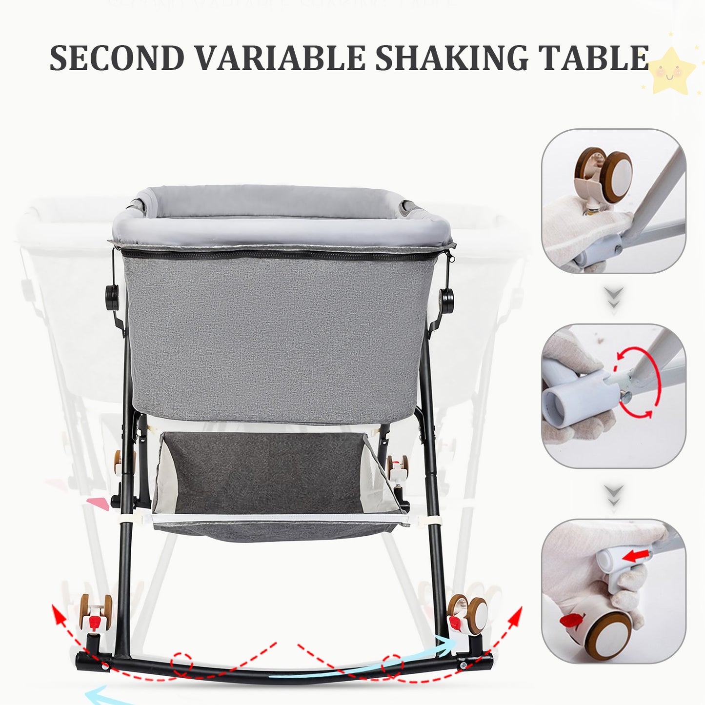 Bassinet for Babies, Zechiy 4 in 1 Portable Rocking Bassinet with Breathable Net and Harmless Mattress, Quick-Fold Crib for Newborn Girl Boy Infant, Purple