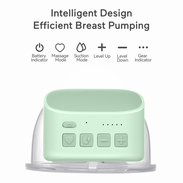 Yadala Dual Electric Painless Wearable Breast Pump for Travel and Home - Green