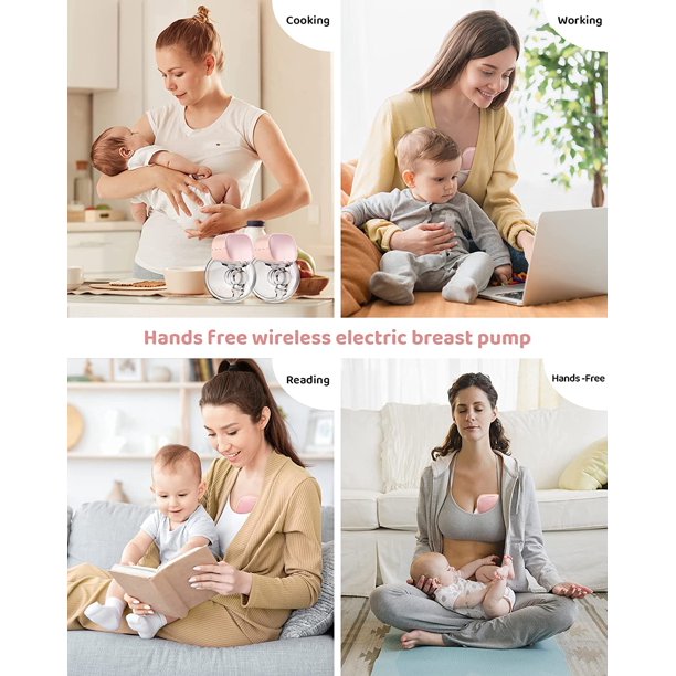 Double Wearable Breast Pump Yadala - Electric Hands-Free Portable Breastfeeding Breastpump, Spill-Proof Ultra-Quiet Pain Free Breast Pump,Light Pink